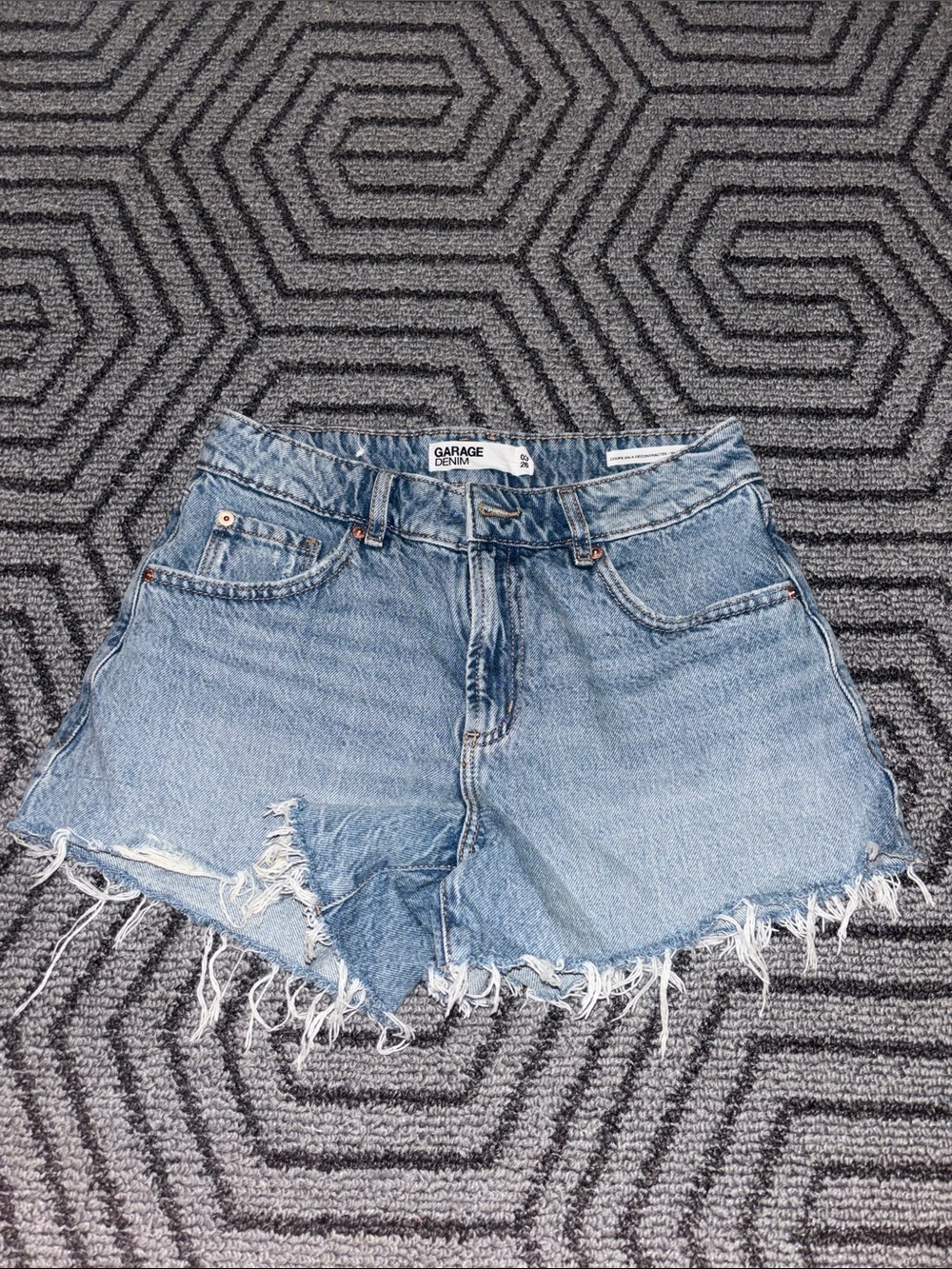 Garage Light Blue Frayed Denim Cutoff Shorts